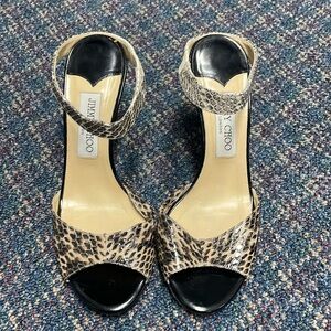 Preloved Jimmy Choo Deckle Elaphe Sandals Size 38 1/2